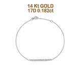 14K White Gold 0.182ct Diamond Bar Bracelet Solid 26mm G SI Natural Diamond Engagement Wedding Bracelets