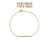 14K Yellow Gold 0.182ct Diamond Bar Bracelet Solid 26mm G SI Natural Diamond Engagement Wedding Bracelets