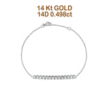 14K White Gold 0.498ct Diamond Bar Bracelet Solid 30mm G SI Natural Diamond Engagement Wedding Bracelets