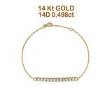 14K Yellow Gold 0.498ct Diamond Bar Bracelet Solid 30mm G SI Natural Diamond Engagement Wedding Bracelets