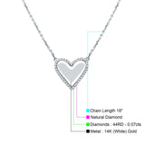 Heart Pendant Diamond Necklace 14K White Gold 0.07ct Wholesale