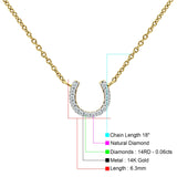 14K Yellow Gold 0.06ct Diamond Horseshoe Necklace 18 inch Long Wholesale