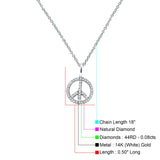 Peace Sign Necklace Diamond Pendant 14K White Gold 0.08ct Wholesale
