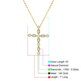 Diamond Cross Pendant Necklace 14K Yellow Gold 0.26ct Wholesale