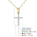 14K Yellow Gold 0.10ct Cross Diamond Pendant Chain Necklace 18" Long Wholesale