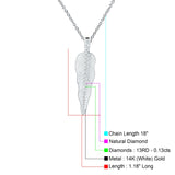 Diamond Pendant Leaf Necklace 14K White Gold 0.13ct Wholesale