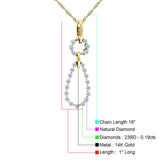 14K Yellow Gold 0.19ct Pear Teardrop Dangling Diamond Pendant Chain Necklace 18" Long Wholesale
