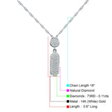 14K White Gold 0.11ct Crystal Drop Diamond Pendant Chain Necklace 18" Long Wholesale