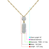 14K Yellow Gold 0.11ct Crystal Drop Diamond Pendant Chain Necklace 18" Long Wholesale