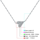 Diamond Sideways Heart Necklace 14K White Gold 0.09ct Wholesale