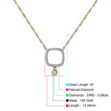 Dangling Diamond Cushion Cut Necklace 14K Yellow Gold 0.09ct Wholesale