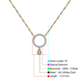 Dangling Diamond Open Circle Necklace 14K White Gold 0.09ct Wholesale