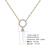 Dangling Diamond Open Circle Necklace 14K Yellow Gold 0.09ct Wholesale