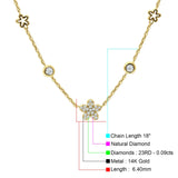 Diamond Flower Star Pendant Necklace 14K Yellow Gold 0.09ct Wholesale
