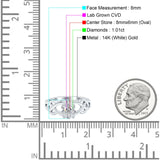 14K White Gold Oval Solitaire Celtic 8mmx6mm D VS2 GIA Certified 1.01ct Lab Grown CVD Diamond Engagement Wedding Ring Size 6.5