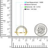 Diamond Crescent Moon Ring Round Statement 14K Yellow Gold 0.07ct Wholesale