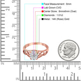 14K Rose Gold Oval Halo Vintage Style 8mmx6mm D VS2 GIA Certified 1.01ct Lab Grown CVD Diamond Engagement Wedding Ring Size 6.5