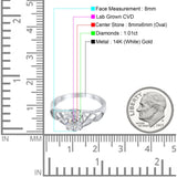 14K White Gold Oval Halo Vintage Style 8mmx6mm D VS2 GIA Certified 1.01ct Lab Grown CVD Diamond Engagement Wedding Ring Size 6.5
