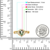 14K Yellow Gold 1.56ct Teardrop Pear Infinity 11mm G SI Natural Green Amethyst Diamond Engagement Wedding Ring Size 6.5