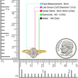 14K Yellow Gold Oval Art Deco 8mmx6mm D VS2 GIA Certified 1.01ct Lab Grown CVD Diamond Engagement Wedding Ring Size 6.5
