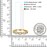 14K Yellow Gold 0.35ct Round 4mm G SI Half Eternity Diamond Bands Engagement Wedding Ring Size 6.5