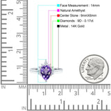 14K White Gold 1.5ct Teardrop Art Deco Pear 9mmx6mm G SI Natural Amethyst Diamond Engagement Wedding Ring Size 6.5