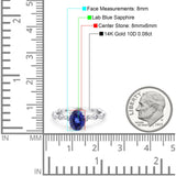 14K White Gold 1.29ct Oval Nano Blue Sapphire G SI Diamond Engagement Ring Size 6.5