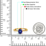 14K Yellow Gold 1.29ct Oval Nano Blue Sapphire G SI Diamond Engagement Ring Size 6.5