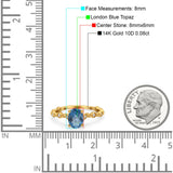 14K Yellow Gold 1.29ct Oval London Blue Topaz G SI Diamond Engagement Ring Size 6.5