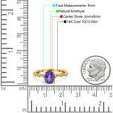 14K Yellow Gold 1.29ct Oval Natural Amethyst G SI Diamond Engagement Ring Size 6.5