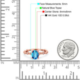 14K Rose Gold 1.29ct Oval Natural Swiss Blue Topaz G SI Diamond Engagement Ring Size 6.5