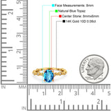 14K Yellow Gold 1.29ct Oval Natural Swiss Blue Topaz G SI Diamond Engagement Ring Size 6.5