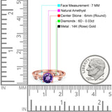 14K Rose Gold 0.87ct Round Natural Amethyst G SI Diamond Engagement Ring Size 6.5