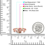 14K Rose Gold 0.87ct Round Natural Morganite G SI Diamond Engagement Ring Size 6.5