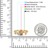 14K Yellow Gold 0.87ct Round Natural Morganite G SI Diamond Engagement Ring Size 6.5