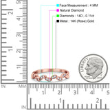 14K Rose Gold Diamond Half Eternity Band Engagement Ring 0.11ct Size 6.5
