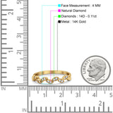 14K Yellow Gold Diamond Half Eternity Band Engagement Ring 0.11ct Size 6.5