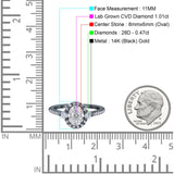 14K Black Gold Oval Art Deco 8mmx6mm D VS2 GIA Certified 1.01ct Lab Grown CVD Diamond Engagement Wedding Ring Size 6.5