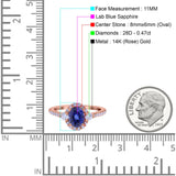 14K Rose Gold 1.68ct Oval Nano Blue Sapphire G SI Diamond Engagement Ring Size 6.5