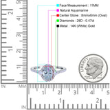 14K White Gold 1.68ct Oval Natural Aquamarine G SI Diamond Engagement Ring Size 6.5