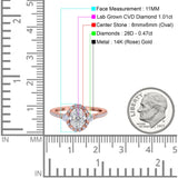 14K Rose Gold Oval Art Deco 8mmx6mm D VS2 GIA Certified 1.01ct Lab Grown CVD Diamond Engagement Wedding Ring