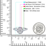 14K White Gold Oval Art Deco 8mmx6mm D VS2 GIA Certified 1.01ct Lab Grown CVD Diamond Engagement Wedding Ring Size 6.5