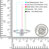 14K White Gold Oval Vintage Style 8mmx6mm D VS2 GIA Certified 1.01ct Lab Grown CVD Diamond Engagement Wedding Ring Size 6.5