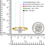 14K Yellow Gold Oval Vintage Style 8mmx6mm D VS2 GIA Certified 1.01ct Lab Grown CVD Diamond Engagement Wedding Ring Size 6.5