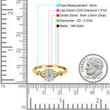 14K Yellow Gold Oval Filigree Infinity 8mmx6mm D VS2 GIA Certified 1.01ct Lab Grown CVD Diamond Engagement Wedding Ring Size 6.5