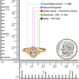 14K Yellow Gold Oval Natural Morganite 0.95ct G SI Diamond Engagement Ring Size 6.5