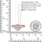 14K Rose Gold Oval Vintage Accent 8mmx6mm D VS2 GIA Certified 1.01ct Lab Grown CVD Diamond Engagement Wedding Ring Size 6.5