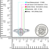 14K White Gold Oval Vintage Accent 8mmx6mm D VS2 GIA Certified 1.01ct Lab Grown CVD Diamond Engagement Wedding Ring Size 6.5