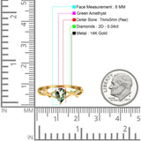 14K Yellow Gold 0.75ct Natural Green Amethyst Pear G SI Diamond Engagement Ring Size 6.5