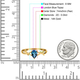 14K Yellow Gold 0.75ct London Blue Topaz Pear G SI Diamond Engagement Ring Size 6.5